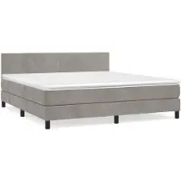 vidaXL Boxspring met matras fluweel lichtgrijs 180x200 cm