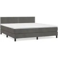 vidaXL Boxspring met matras fluweel donkergrijs 180x200 cm