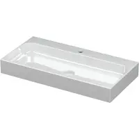 Ink Unit wastafel Porselein met 1 kraangat incl. porseleinen click plug 10x80x40cm Glans wit