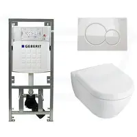 Villeroy & Boch Subway 2.0 inbouwset met wandcloset wit softclose zitting afdekplaat wit 0124005/0701131/0124060/0700518/