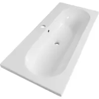 Saniclass Palermo Meubelwastafel - 100x47x3.5cm - overloop - 1 wasbak midden - 1 kraangat - keramiek - wit 40549
