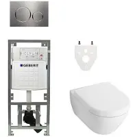 Villeroy & Boch Subway 2.0 DirectFlush Toiletset geberit reservoir - softclose bedieningsplaat sigma20 - rvs 0701131/0124060/ga26028/sw53748/
