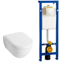 Villeroy & Boch Subway 2.0 toiletset - met luxe zitting Wisa reservoir en Argos Knop - wit 0124005/0124060/0704406/