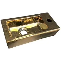 Best design Farnetta Fontein Rechts 37x18x9cm Glans Goud Glans Goud - Keramiek - 8719323062917 - Rechthoekig - Wastafels, Fonteinen, Vrijhangende