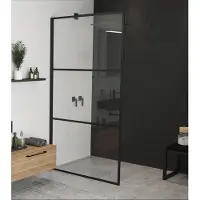 Riho Grid GB400 Inloopdouche 100cm Met Mat Zwart Profiel - Veiligheidsglas - Douche, Douchewanden, Inloopdouche, Vaste Wand - 8714148577844