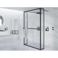 Riho Lucid 404 Inloopdouche Vrijstaand 120cm Met Mat Zwart Profiel - Veiligheidsglas - Douche, Douchewanden, Inloopdouche, Vaste Wand Met Zijwand - 8714148596425