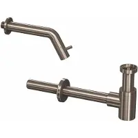 Ink Combi Set 3B Fonteinkraan Wandmodel En Design Sifon - Brushed Nickel - Kranen, Fonteinkranen, Inbouw Fonteinkranen - 8718835105761