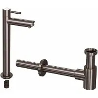 Ink 2B Combi Set Combi Set 2B Fonteinkraan Staand Hoog En Design Sifon - Metal Black - Xx Mm (bxdxh) - Kranen - Fonteinkranen - Opbouw Fonteinkranen