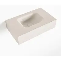 Mondiaz LEX Linen vrijhangende solid surface wastafel 50cm. Positie wasbak midden