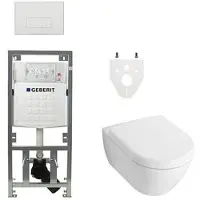 Villeroy & Boch Villeroy Boch Subway 2.0 DirectFlush Toiletset - softclose - geberit reservoir - qeramiq bedieningsplaat rechthoekige knoppen - wit 0701131/ga26028/SW729014/SW1182666/SW706187