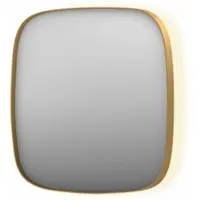 Ink SP30 Spiegel Contour In Kader 100x100cm Indirecte LED - Geborsteld Mat Goud - Glas - Vierkant - Spiegels, Badkamerspiegels - 8718835162887
