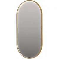 Ink SP28 Spiegel Ovaal In Kader 60x120cm Directe LED - Geborsteld Mat Goud - Glas - Ovaal - Spiegels, Badkamerspiegels - 8718835162047