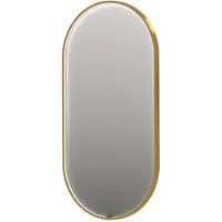 Ink SP28 Spiegel Ovaal In Kader 40x80cm Directe LED - Geborsteld Mat Goud - Glas - Ovaal - Spiegels, Badkamerspiegels - 8718835161927