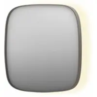 Ink SP30 Spiegel Contour In Kader 40x40cm Indirecte LED - Geborsteld RVS - Glas - Vierkant - Spiegels, Badkamerspiegels - 8718835162719