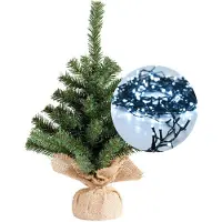 Everlands Mini kerstboom 45 cm - met kerstverlichting helder wit 300 cm - 40 leds - Kunstkerstboom
