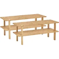 Zeller Set van 2x stuks bamboe houten schoenenrek/schoenenstandaard 2-laags 70 x 26 x 30 cm - Schoenenrekken