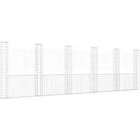 vidaXL Schanskorf U-vormig met 6 palen 620x20x200 cm ijzer