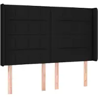 vidaXL Hoofdbord met randen 147x16x118/128 cm stof zwart