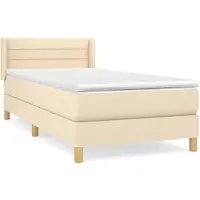 vidaXL Boxspring met matras stof crèmekleurig 100x200 cm