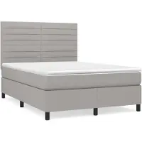 vidaXL Boxspring met matras stof lichtgrijs 140x200 cm