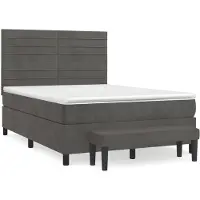 vidaXL Boxspring met matras fluweel donkergrijs 140x190 cm