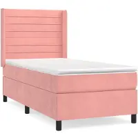 vidaXL Boxspring met matras fluweel roze 100x200 cm