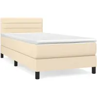 vidaXL Boxspring met matras stof crèmekleurig 100x200 cm