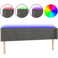 vidaXL Hoofdbord LED 183x16x78/88 cm fluweel donkergrijs