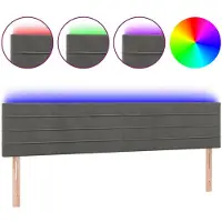 vidaXL Hoofdbord LED 180x5x78/88 cm fluweel donkergrijs