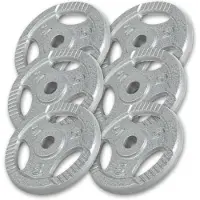 Gorilla Sports Voordeelbundel 30 kg - 6 x 5 kg - gripper gietijzer zilver 30 mm