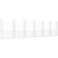 vidaXL Schanskorf U-vormig met 7 palen 740x20x200 cm ijzer