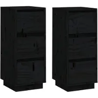 vidaXL Dressoirs 2 st 32x34x75 cm massief grenenhout zwart