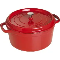 Staub braadpan rond ø 30 cm gietijzer kersrood