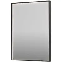 Ink SP19 Spiegel In Kader 60x80cm Directe LED Verlichting Rondom - Geborsteld Metal Black - Glas - Rechthoekig - Spiegels, Badkamerspiegels - 8718835176358