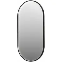 Ink SP28 Spiegel Ovaal In Kader 40x80cm Directe LED - Geborsteld Metal Black - Glas - Ovaal - Spiegels, Badkamerspiegels - 8718835161958