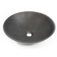 Saniclass Waskom 42x42x12cm - rond - natuursteen basalt Gepolijst zwart
