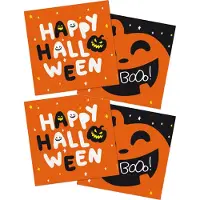Folat Halloween thema feest servetten - 40x - pompoen BoOo! print - papier - 33 x 33 cm - Feestservetten