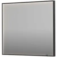 Ink SP19 Spiegel In Kader 90x80cm Directe LED Verlichting Rondom - Geborsteld Metal Black - Glas - Rechthoekig - Spiegels, Badkamerspiegels - 8718835176501