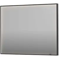 Ink SP19 Spiegel In Kader 100x80cm Directe LED Verlichting Rondom - Geborsteld Metal Black - Glas - Rechthoekig - Spiegels, Badkamerspiegels - 8718835176556