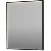 Ink SP19 Spiegel In Kader 70x80cm Directe LED Verlichting Rondom - Geborsteld Metal Black - Glas - Rechthoekig - Spiegels, Badkamerspiegels - 8718835176402