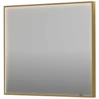 Ink SP19 Spiegel In Kader 90x80cm Directe LED Verlichting Rondom - Geborsteld Mat Goud - Glas - Rechthoekig - Spiegels, Badkamerspiegels - 8718835176471