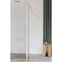 FortiFura Galeria zijwand - 50x200cm - ribbel glas - 8mm - met hoekprofiel - mat wit SW797947 / SW541264