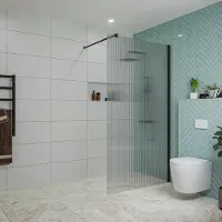 FortiFura Galeria inloopdouche - 110x200cm - ribbelglas - wandarm - mat zwart SW915253/SW797905
