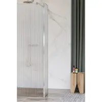 FortiFura Galeria zijwand - 50x200cm - ribbel glas - 8mm - met hoekprofiel - chroom SW797947 / SW358024