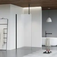 FortiFura Galeria inloopdouche - 40x200cm - mat glas - plafondarm - mat zwart SW797921/SW797905/SW804542