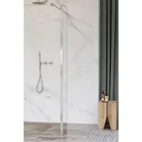 FortiFura Galeria zijwand - 30x200cm - helder glas - 8mm - met hoekprofiel - chroom SW797909 / SW358024