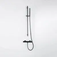 FortiFura Calvi douchekraan met glijstangset met staafhanddouche, metalen doucheslang - mat zwart SW767488/SW496811/SW706203/SW377839