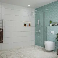 FortiFura Galeria inloopdouche - 70x200cm - helder glas - wandarm - mat wit SW797913/SW797906