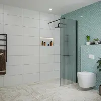 FortiFura Galeria inloopdouche - 70x200cm - ribbelglas - wandarm - mat zwart SW797949/SW797905