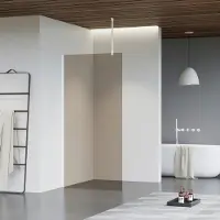 FortiFura Galeria inloopdouche - 30x200cm - rookglas - plafondarm - mat wit SW797930/SW797906/SW804546